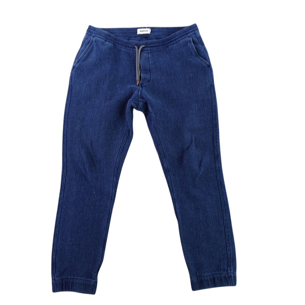 Taylor Stitch Apres Pant Men L Indigo Blue Waffle Knit Tapered Joggers